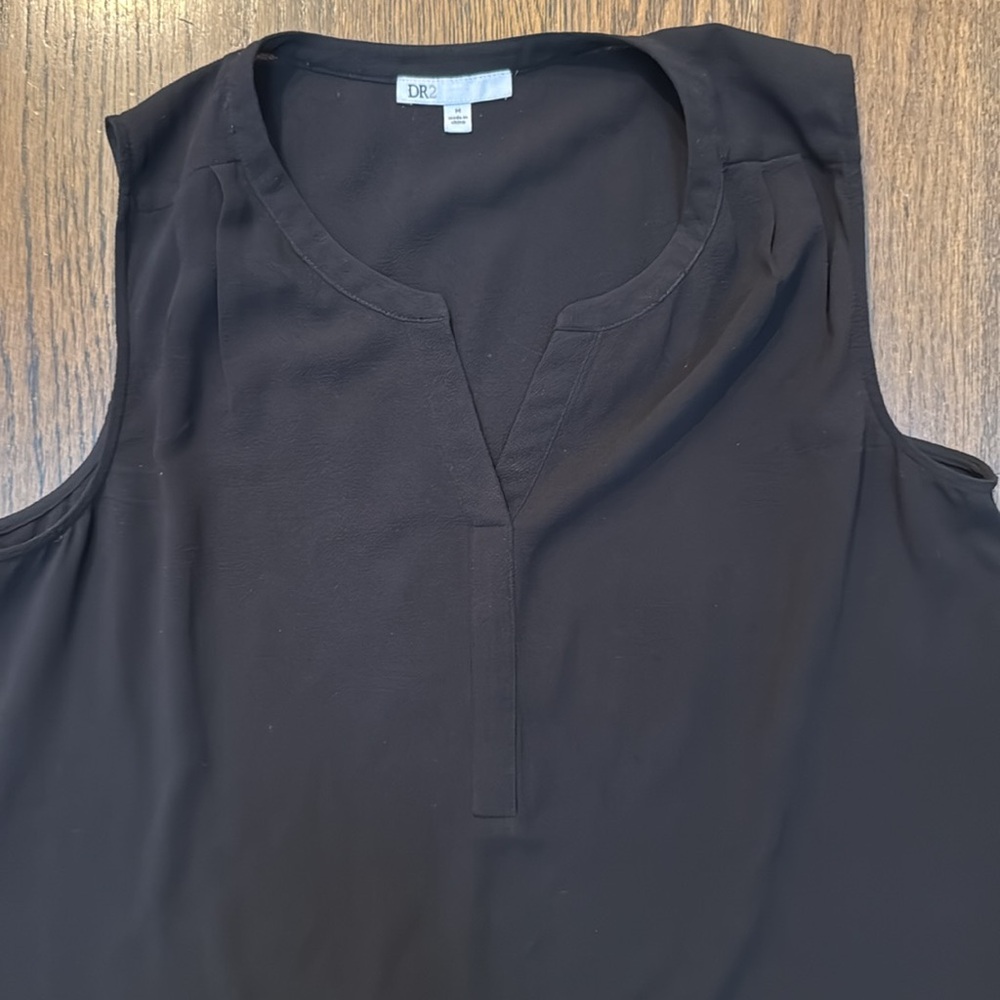 Dr2 Black  V Neck Low High Sheer Cover Up